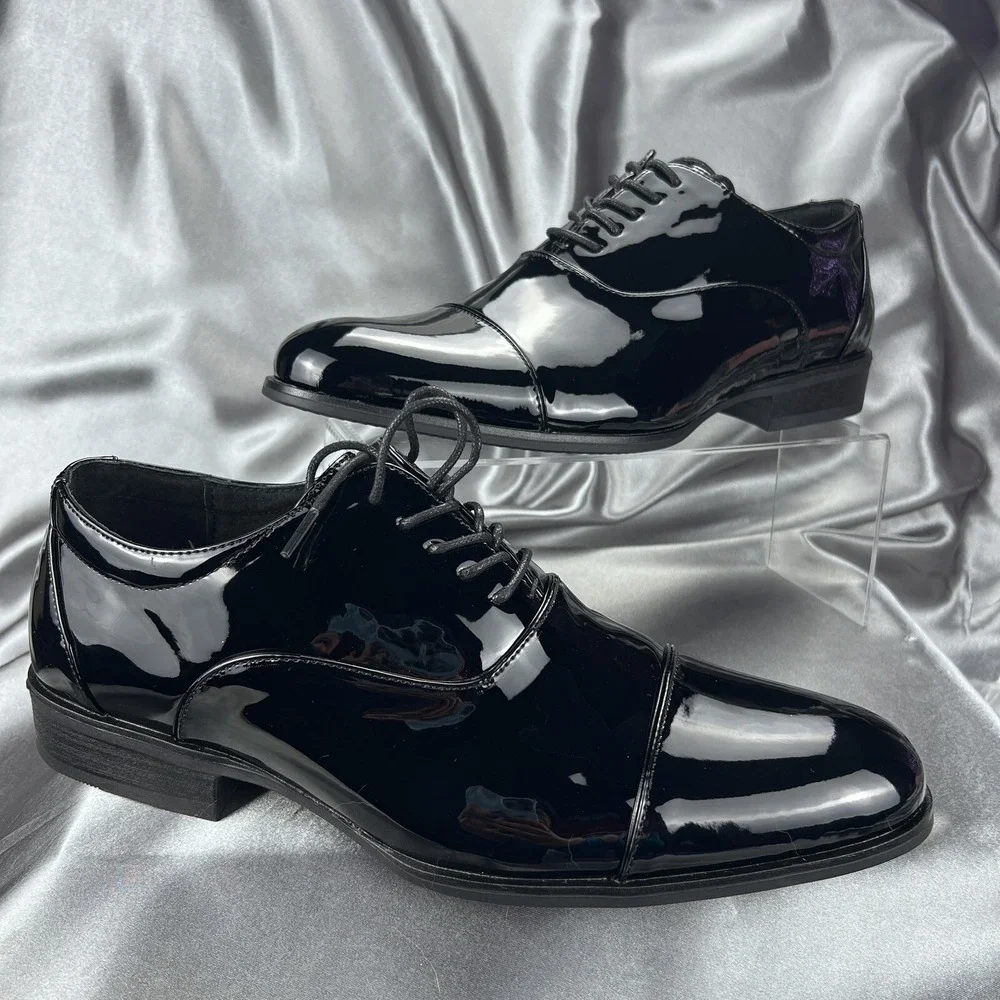 Stacy Adams Mens 9 Wide Gala Tuxedo Shoes Black Patent Leather 24998-004 Wedding